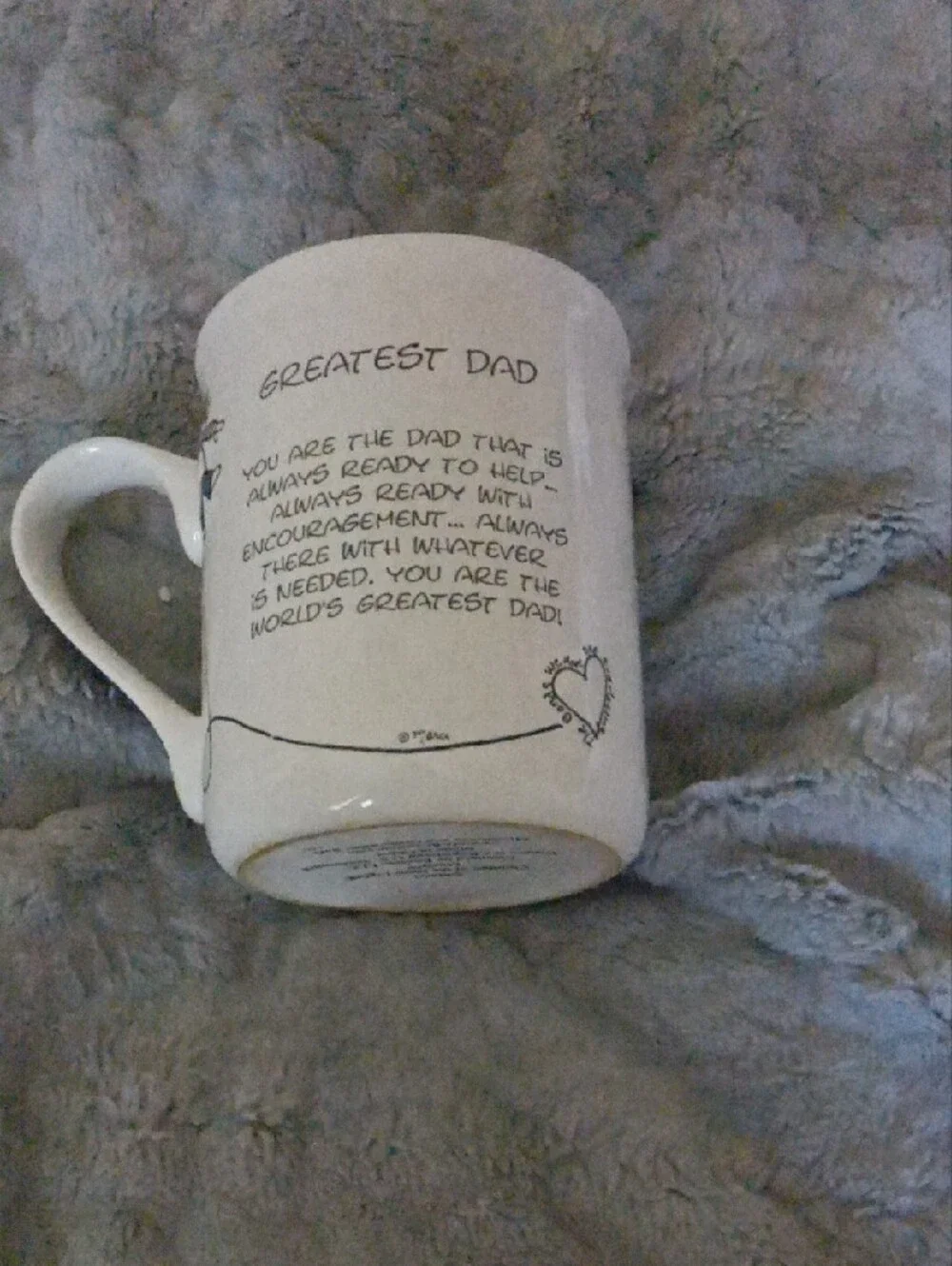 Greatest Dad White Ceramic Mug with Hand-Drawn Figure